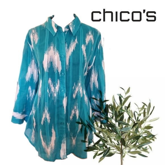 Chico's Women’s Button Down Shirt large - Picture 2 of 7